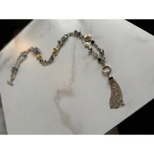 Beaded Necklace STERLING Silver CZ's Toggle Cubic Zirconia